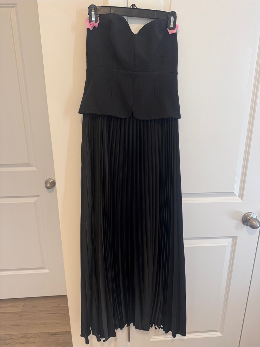 ANTONIO MELANI Black Strapless Pleated Maxi Skirt